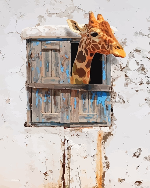 Giraffe Looking Through Window New Painting By Numberss.png