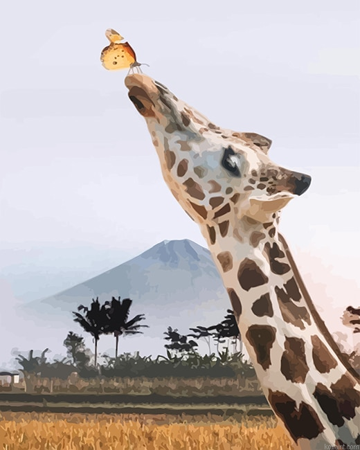 Giraffe And Butterfly New Painting By Numberss.png