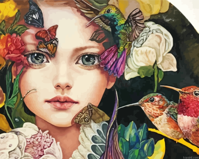 Girl And Birds Painting By Numberss.png