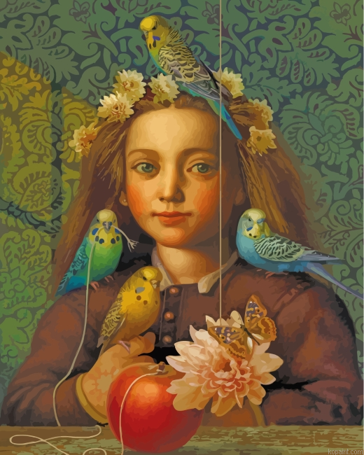 Girl And Budgies Painting By Numberss.png
