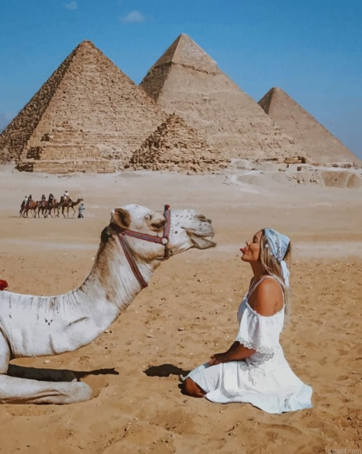 Girl And Camel In Egypt Painting By Numberss.png