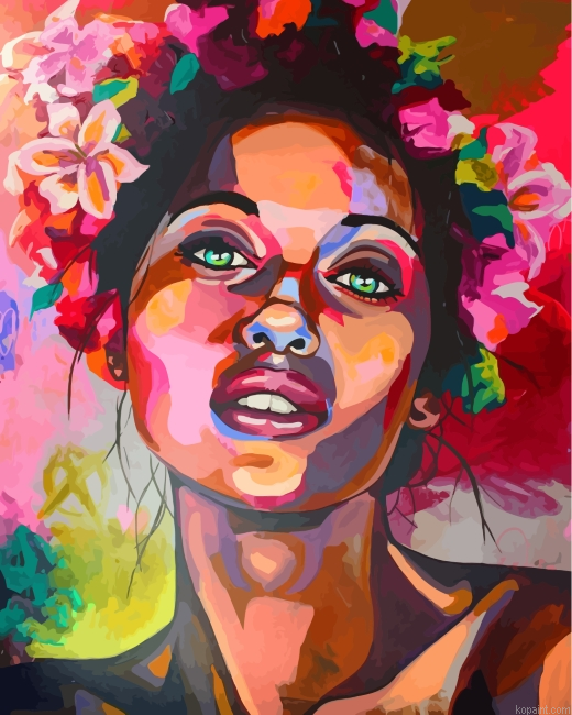 Girl And Flowers Art Painting By Numberss.png