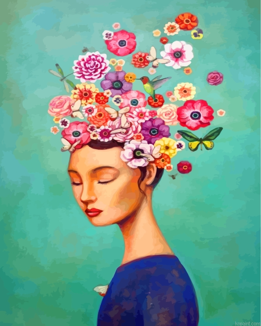 Girl And Flowers Painting By Numberss.png