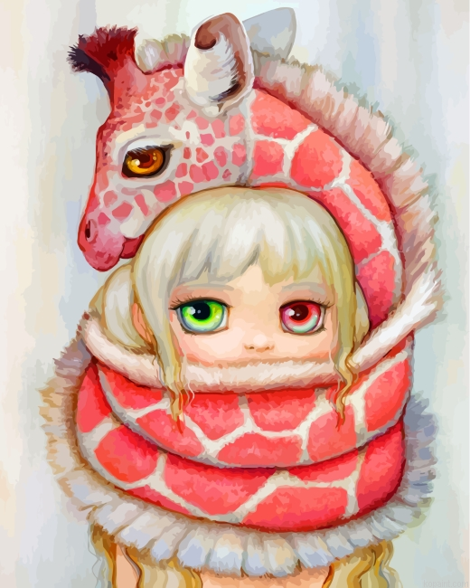 Girl And Pink Giraffe Painting By Numberss.png