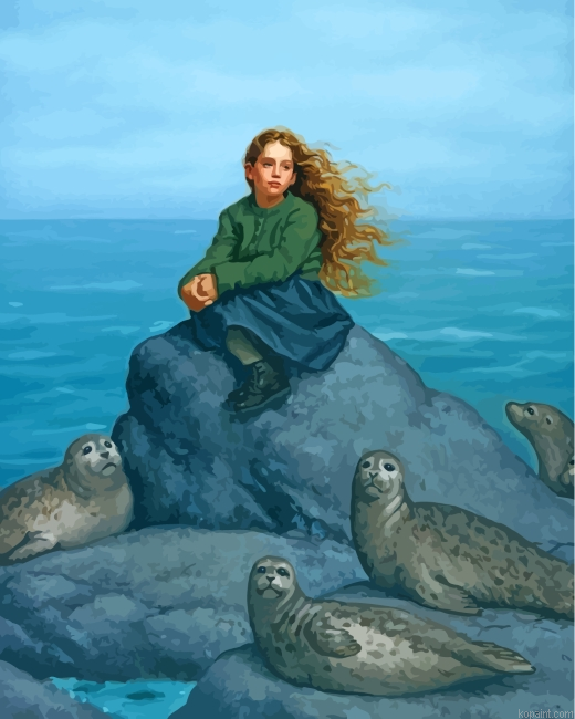 Girl And Seals Paint By Numbers