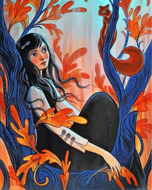 Girl And Squirrel Painting By Numberss.png