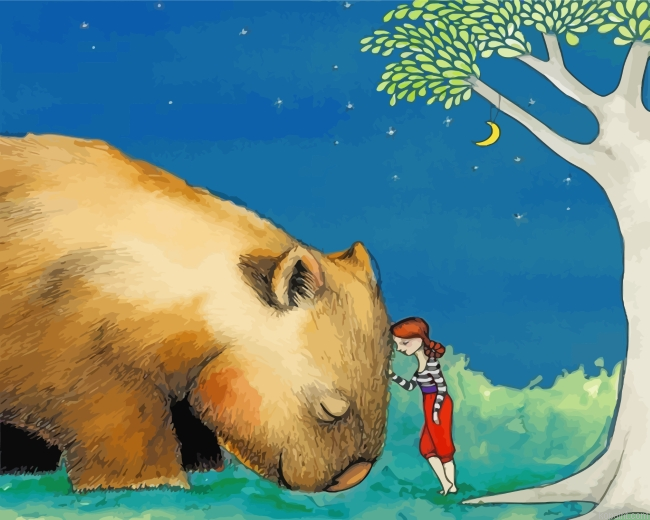 Girl And Wombat Painting By Numberss.png