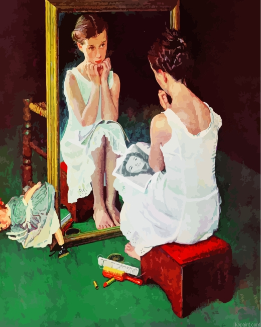 Girl At The Mirror Painting By Numberss.png