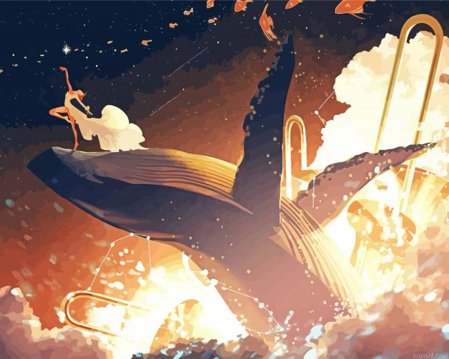 Girl Dancer And Whales Painting By Numberss.png