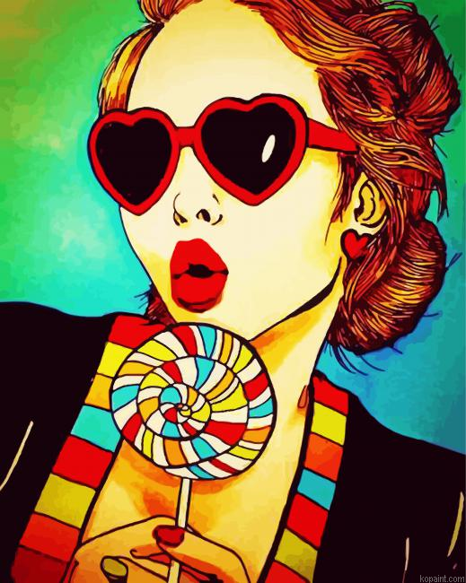 Girl Eating Lollipop Painting By Numberss.png