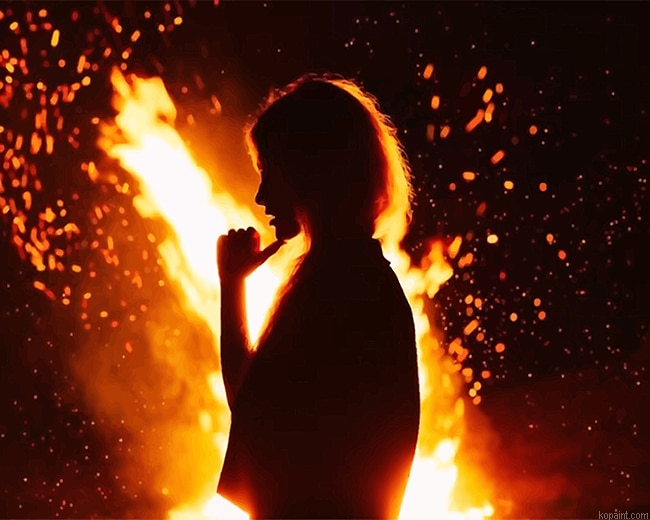 Girl Fire Silhouette New Painting By Numberss.png