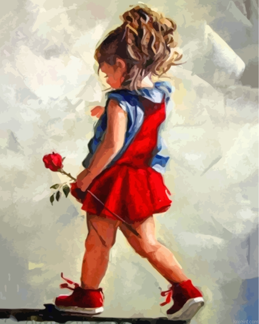 Girl Holding A Rose Painting By Numberss.png