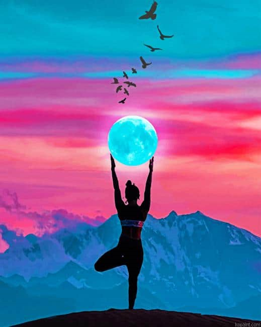 Girl Holding Moon New Painting By Numberss.png