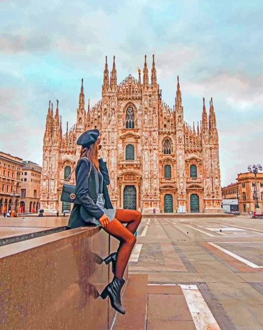 Girl In Duomo Milano Painting By Numberss.png