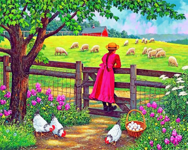 Girl In Farm Painting By Numberss.png