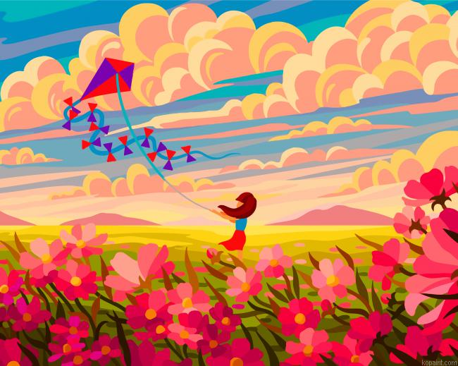Girl In Flower Field Painting By Numberss.png
