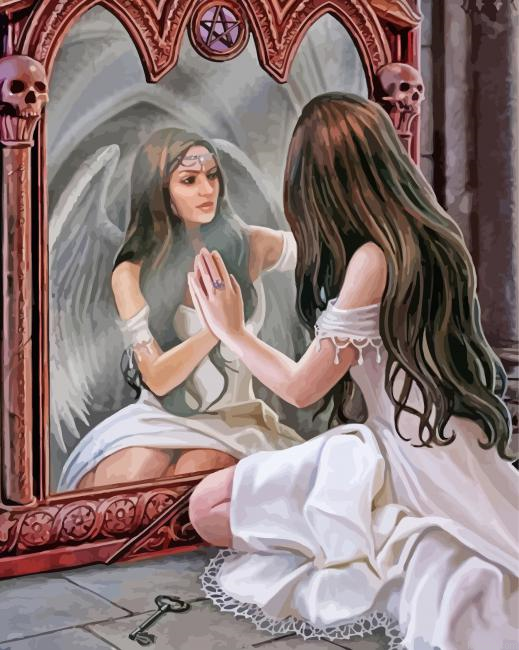 Girl In Front Of Mirror By Anne Stokes Painting By Numberss.png