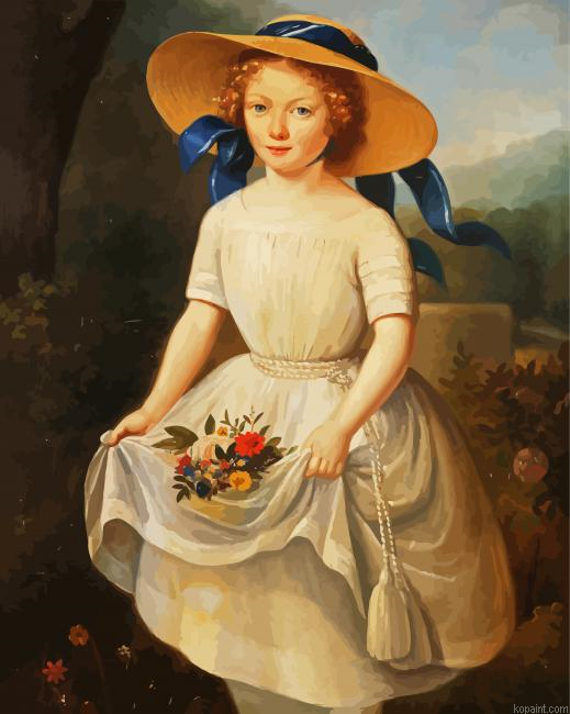 Girl In Hat With Blue Ribbon Painting By Numberss.png