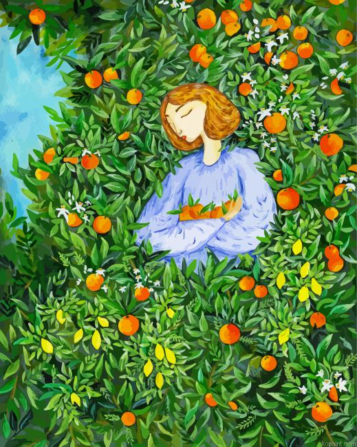 Girl In The Orange Orchard Painting By Numberss.png