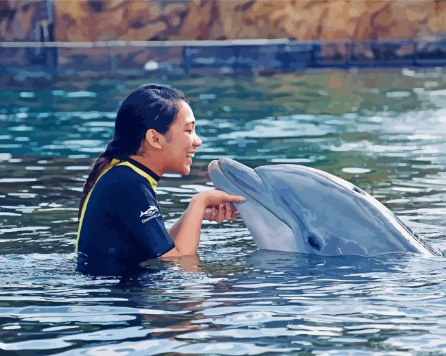 Girl Kissing Dolphin Painting By Numberss.png