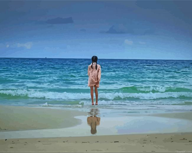Girl Looking Out To Sea View Painting By Numberss.png