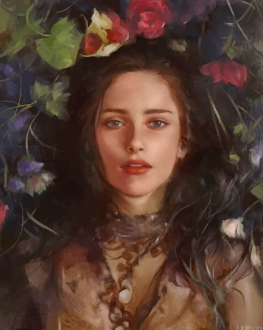 Girl Lying Down On Flowers New Painting By Numberss.png