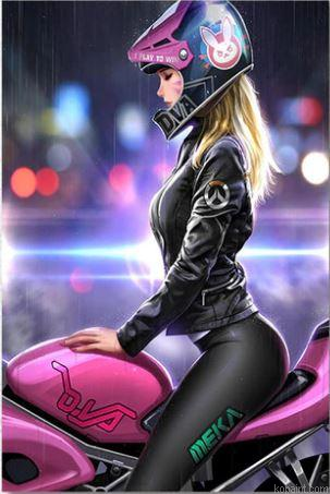 Girl Motorcycle People Painting By Numberss.png