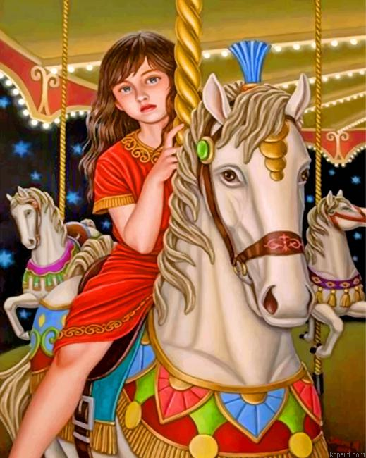 Girl On A White Carousel Painting By Numberss.png