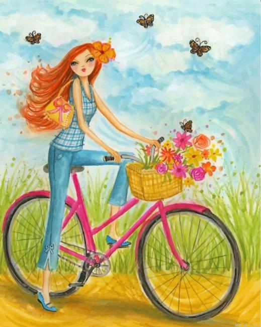Girl On Bicycle Painting By Numberss.png