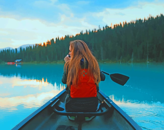Girl On Kayak Boat Painting By Numberss.png
