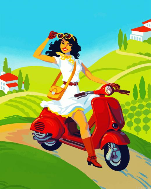 Girl On Lambretta Scooter Painting By Numberss.png