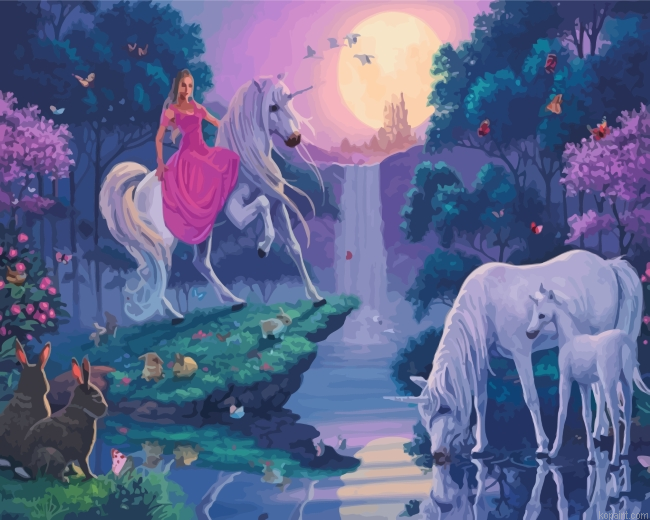 Girl On Unicorn Painting By Numberss.png