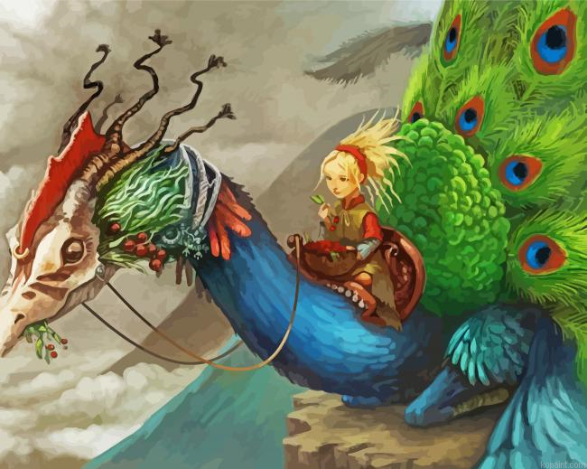 Girl Peacock Painting By Numberss.png
