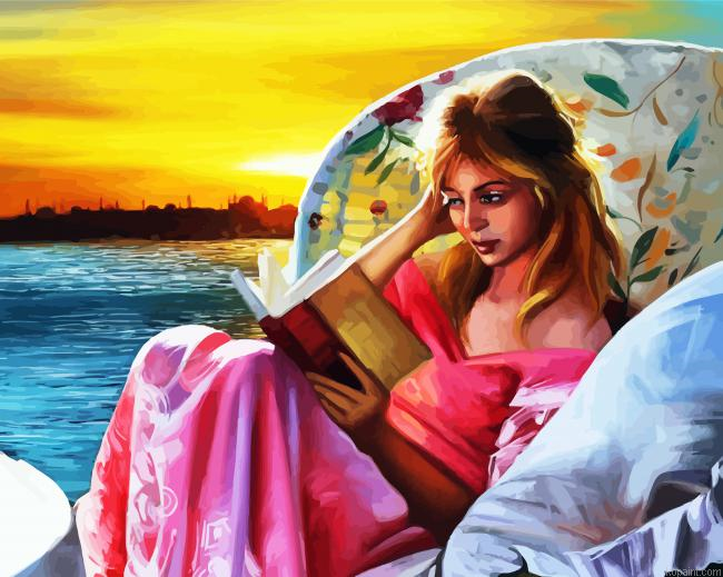 Girl Reading Book Painting By Numberss.png