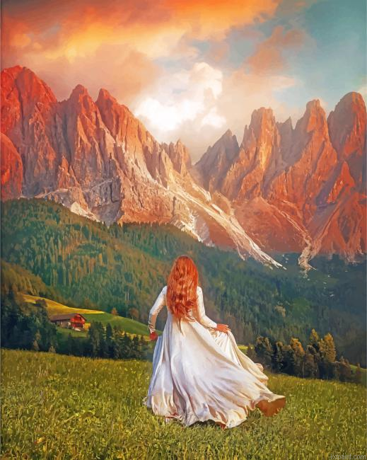 Girl Running In The Mountains Painting By Numberss.png
