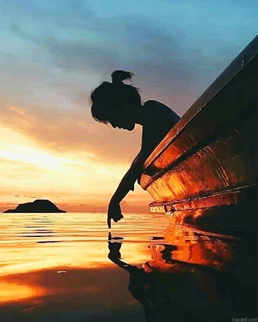 Girl Silhouette Sunset New Painting By Numberss.png