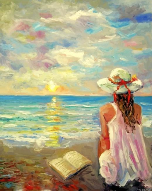 Girl Sitting By Sea Paint By Numbers