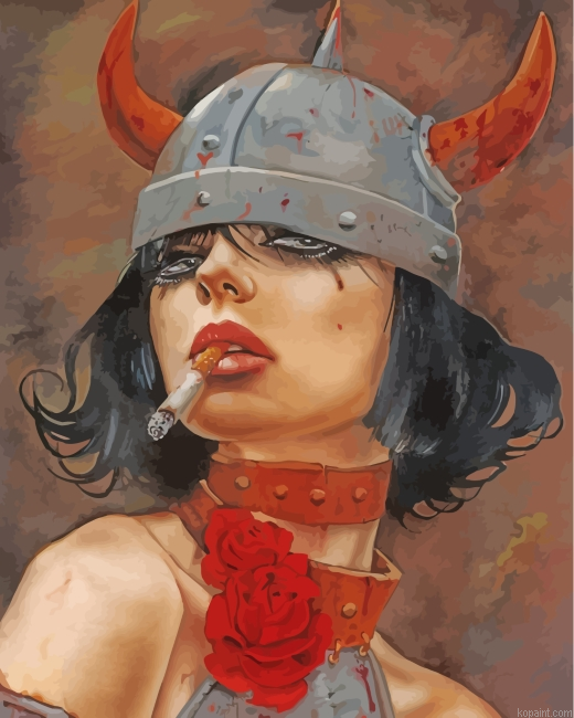 Girl Smoking Painting By Numberss.png