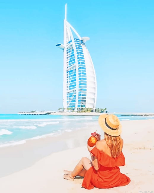 Girl Spending Her Time Looking At Burj Al Arab New Painting By Numberss.png