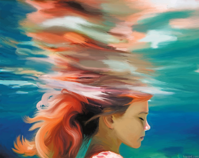Girl Underwater Art Painting By Numberss.png