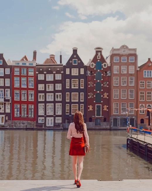 Girl Watching Amsterdam Buildings Paint By Numbers