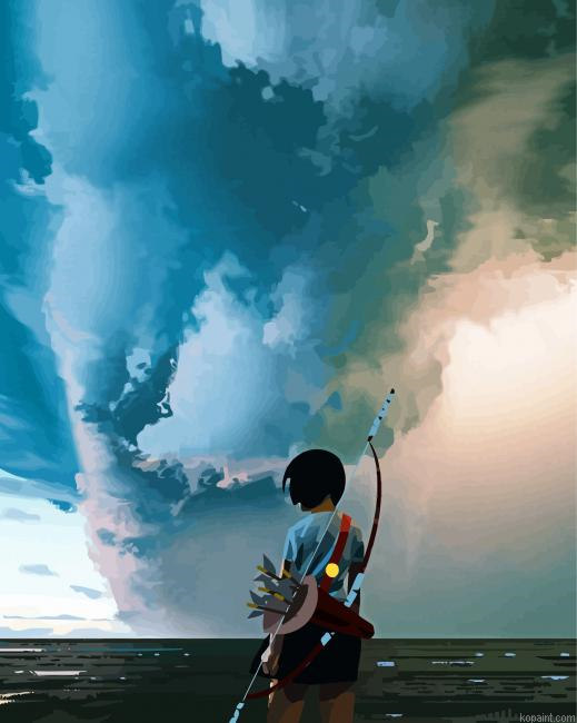 Girl Watching Tornado Painting By Numberss.png