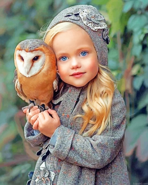 Girl With An Owl New Painting By Numberss.png