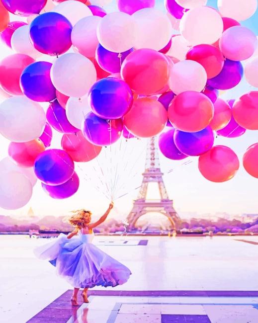 Girl With Balloons In Paris New Painting By Numberss.png