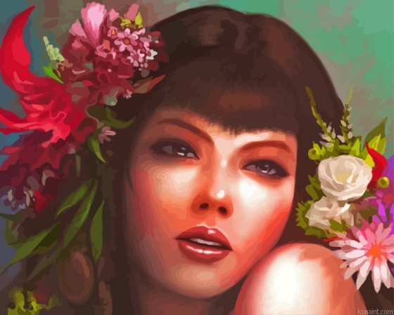 Girl With Flowerhair Painting By Numberss.png