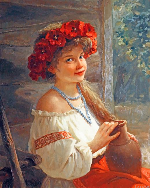 Girl With Flowers Crown Painting By Numberss.png