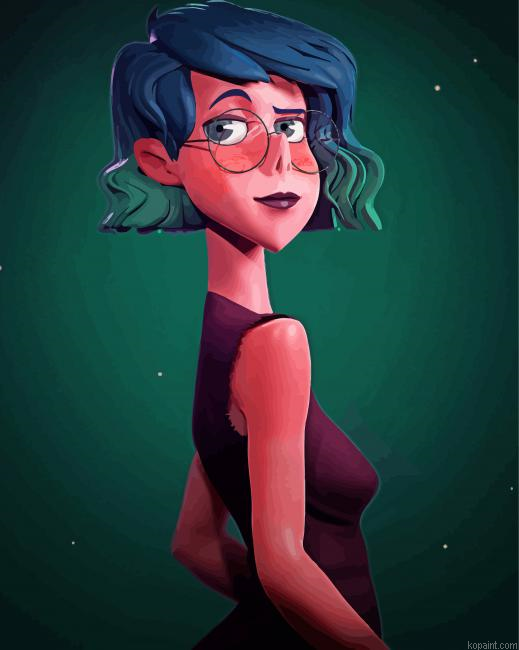 Girl With Glasses Painting By Numberss.png