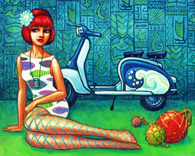 Girl With Lambretta Scooter Painting By Numberss.png