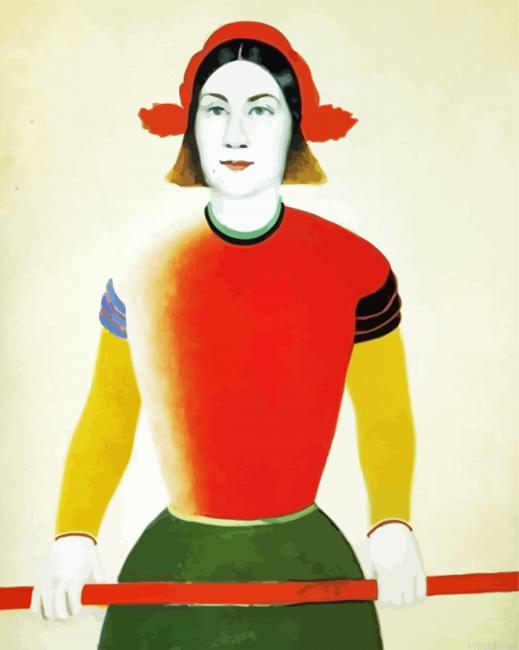 Girl With Red Flagpole Malevich Painting By Numberss.png