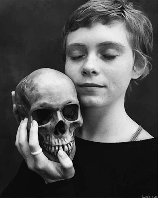 Girl With Skull Photography New Painting By Numberss.png